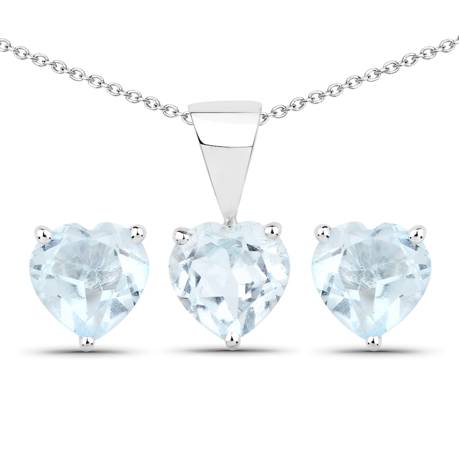 Vira Jewels Schmuck-Set 925/- Sterling Silber Blautopas beh. blau 2,4 ct. weiß Damen