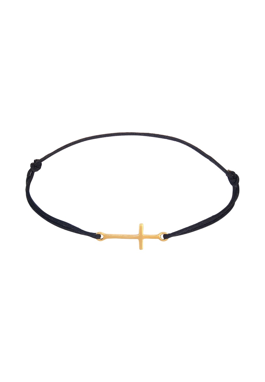 Elli Kreuz Trend Symbol Elastisch Nylon 925 Silber goldfarben Damen