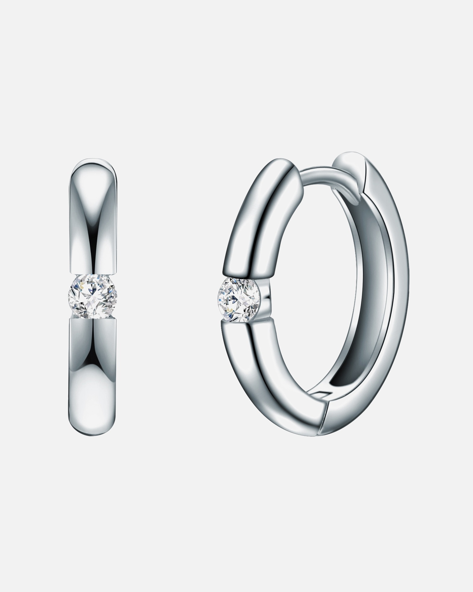 Creolen für Weiblich Trilani Creolen Sterling Silber Zirkonia in Silber 15,2 mm