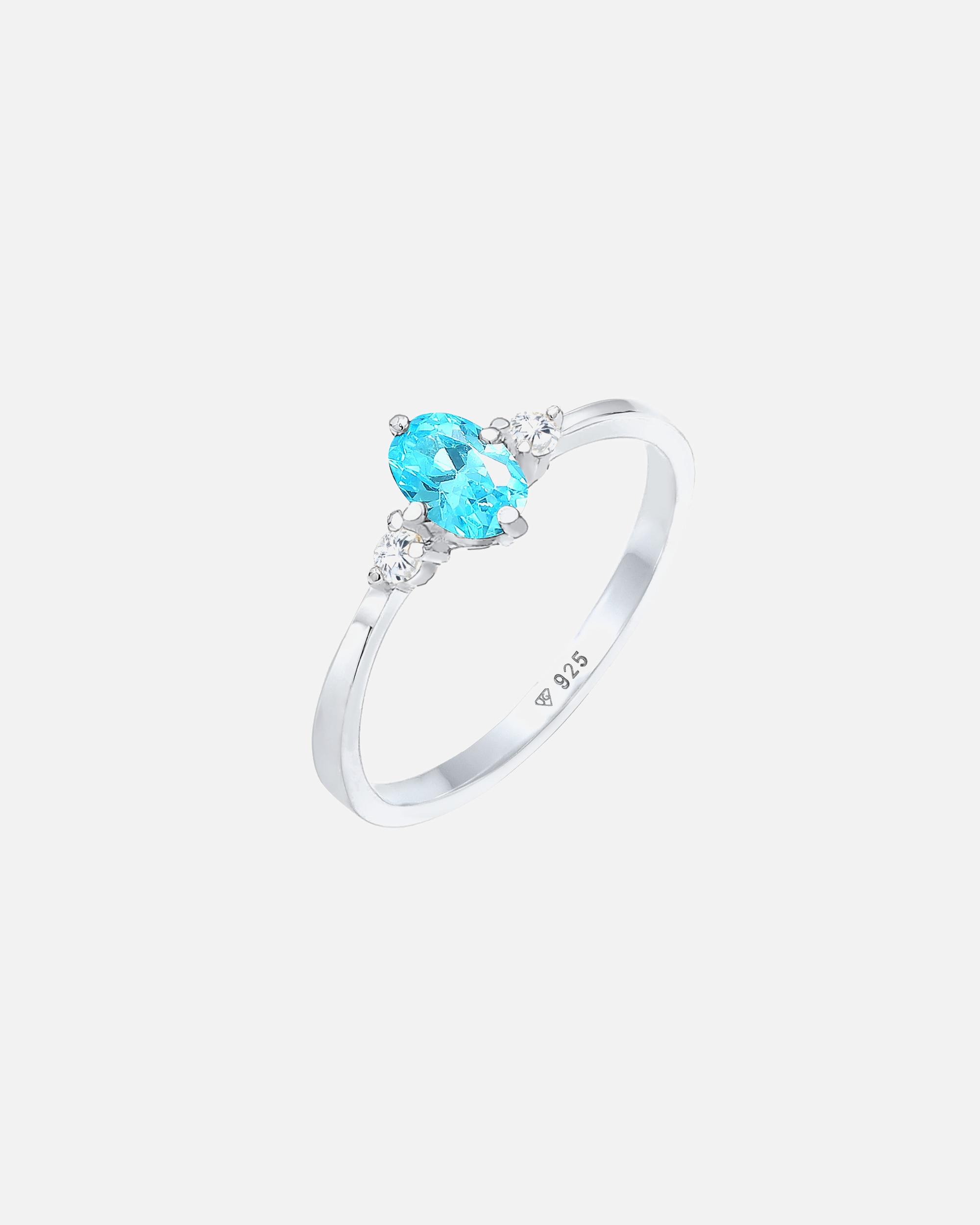Ring für Weiblich Elli Zirkonia Blau Oval Verlobung 925 Silber 52