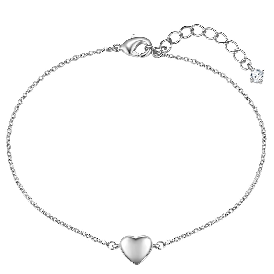 Lulu & Jane Armband Herz aus Messing in silber mit Zirkonia 17,0 cm Basislänge + 3,0 Verlängerung Damen
