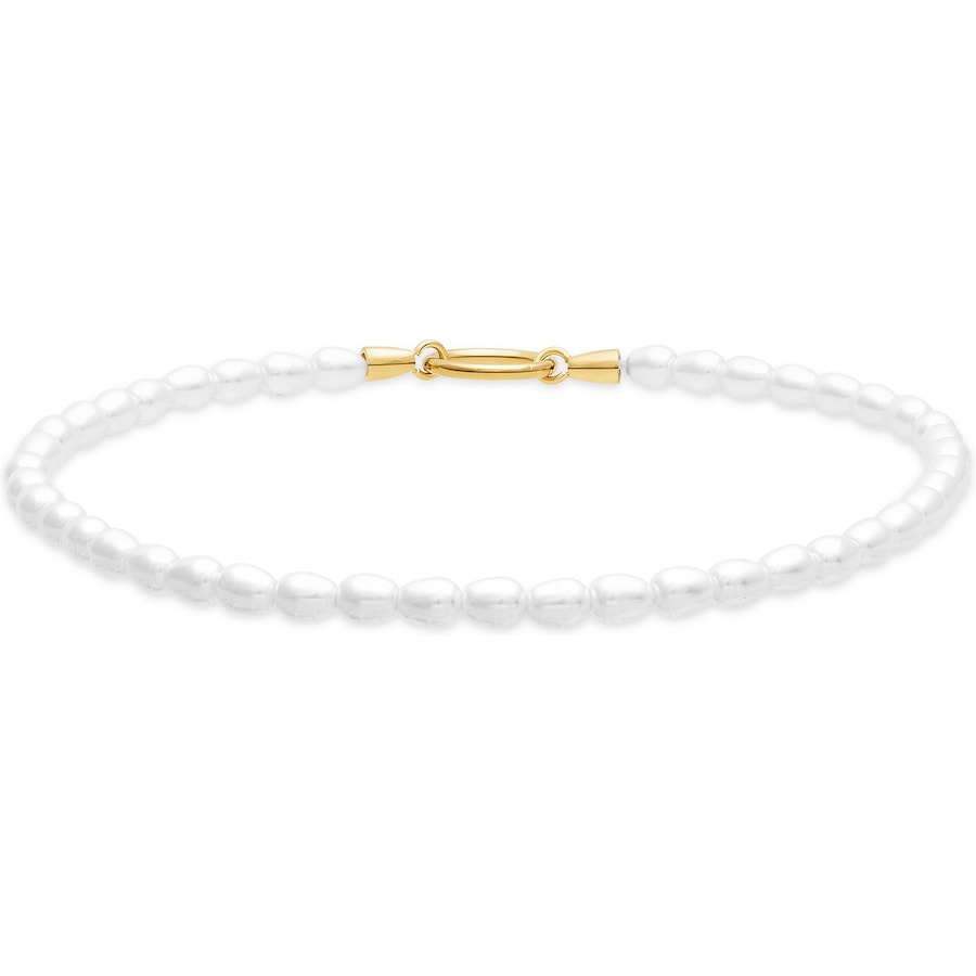 Tamaris Fußkette Edelstahl, Perle gold Damen
