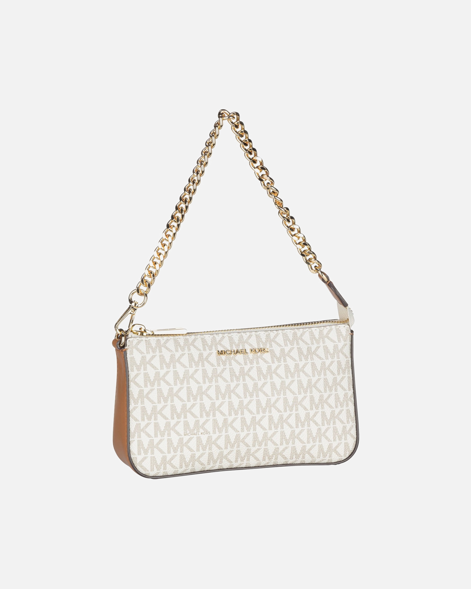 Handtasche für Weiblich Michael Kors Default Brand Line Handtasche Jet Set Medium Chain Pouchette Lux MK Signature Vanilla