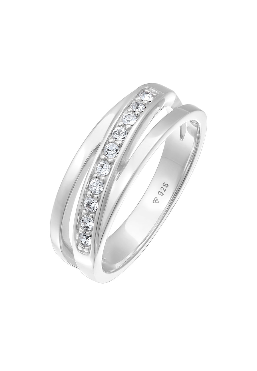 Elli Bandring Wickelring 925 Silber, mit Kristallen von Swarovski 54 Damen