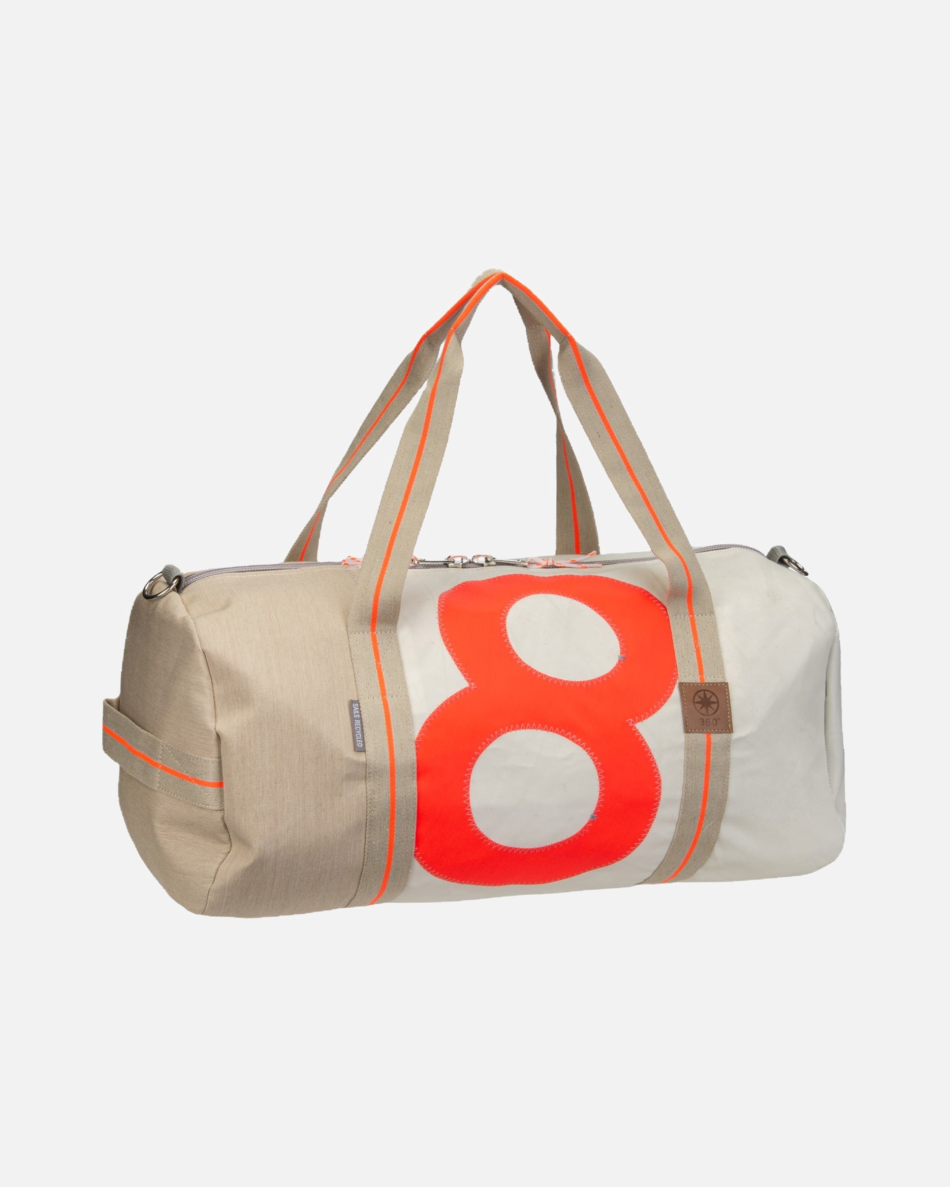 Tasche für Unisex 360Grad Sporttasche Pirat Weiss/Sand/Zahl Orange