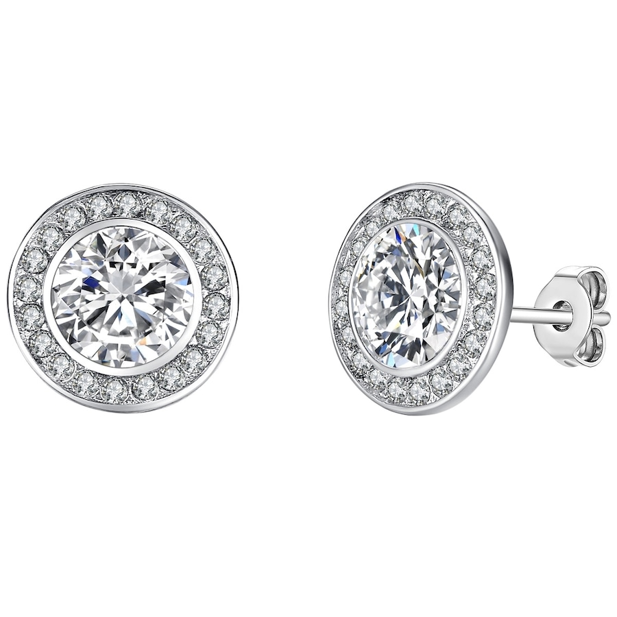 Lulu & Jane Ohrstecker Messing verziert mit Kristallen von Swarovski in Silber 13,0 mm Damen