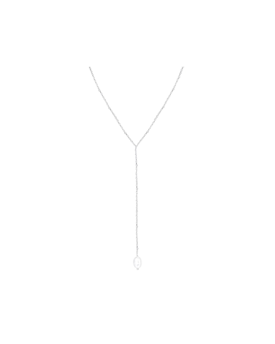 Hey Happiness Y Kette Lariat mit Perle Anhänger 925 Sterlingsilber Silber Damen