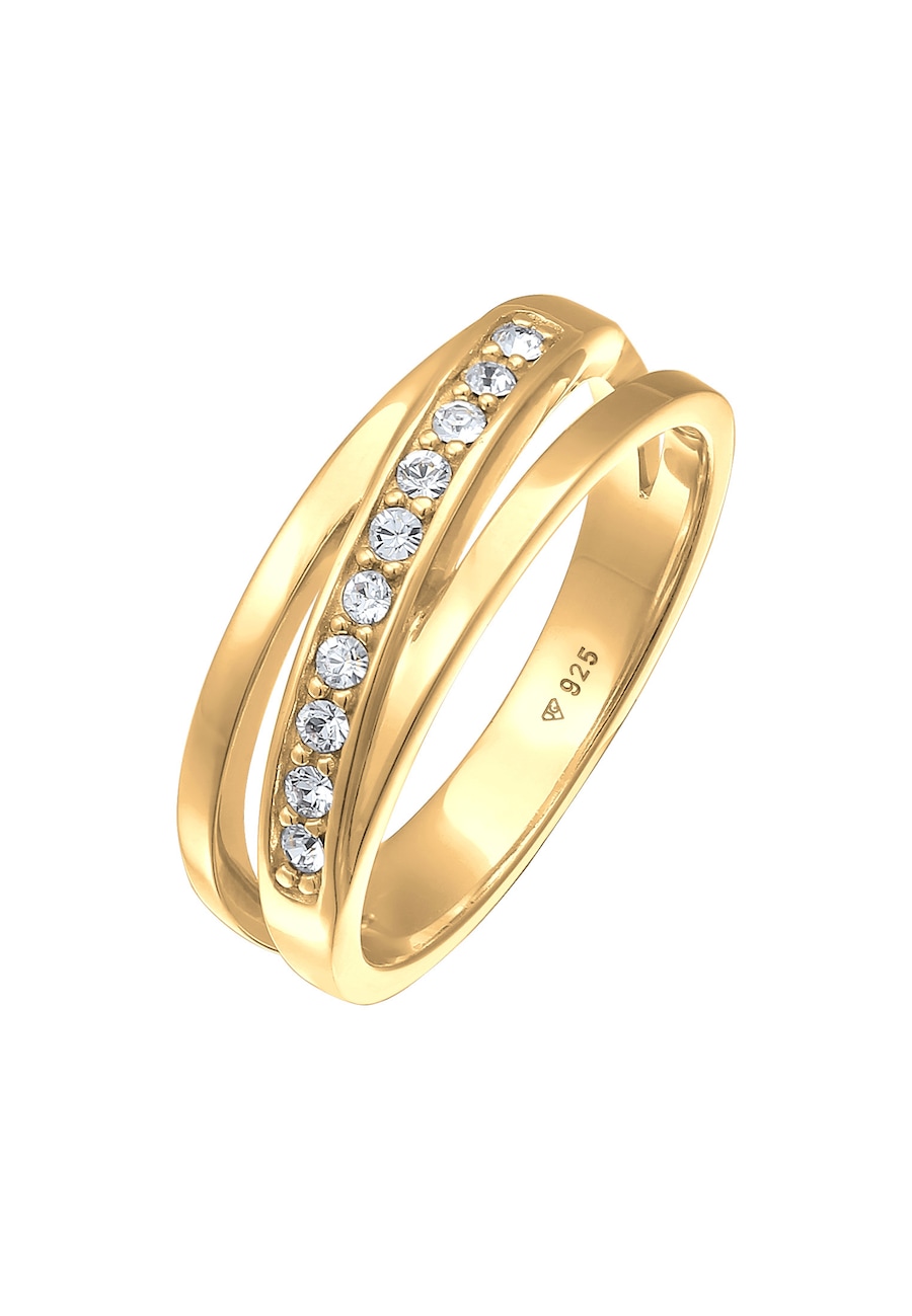 Elli Bandring Wickelring 925 Silber, mit Kristallen von Swarovski 52 Damen