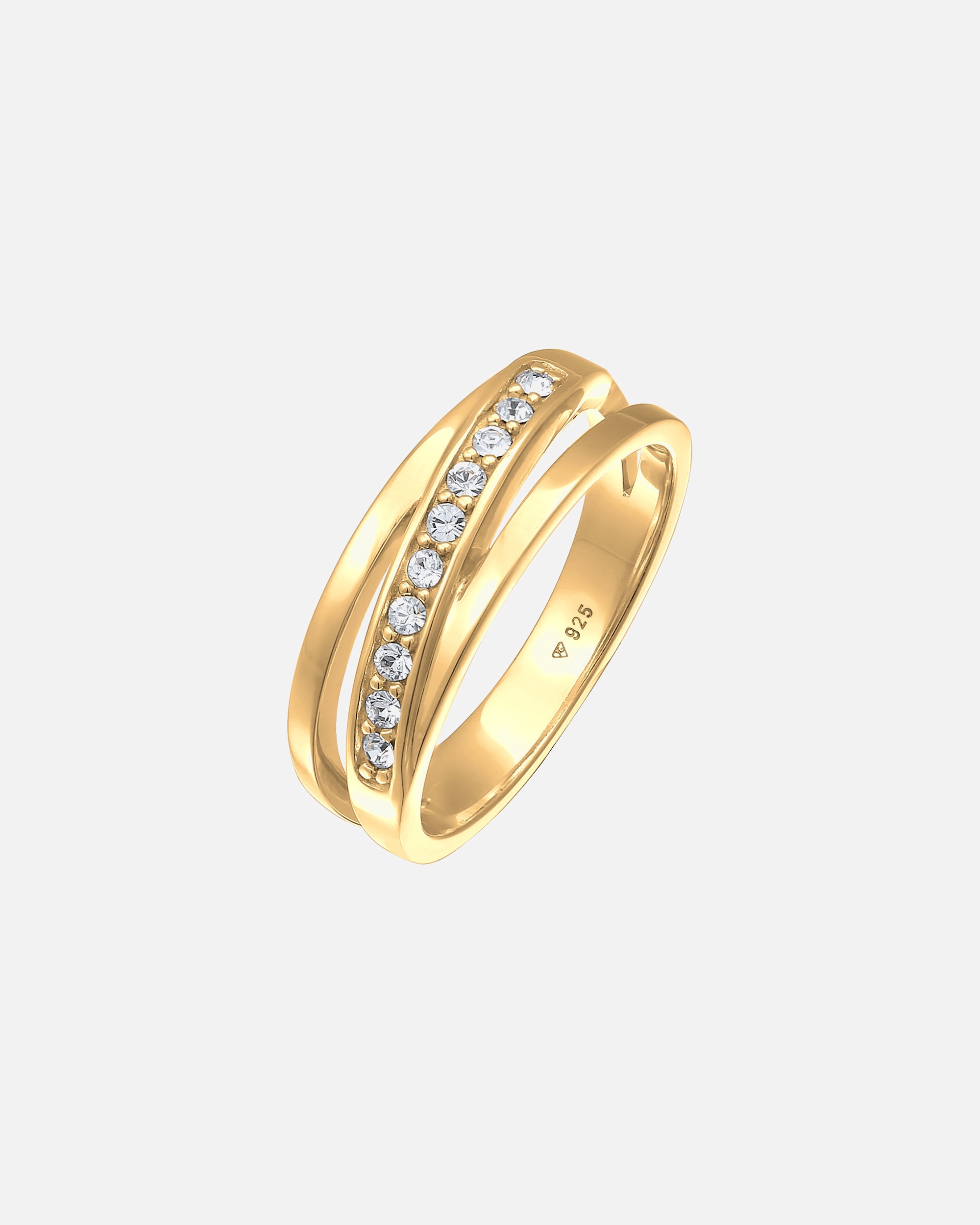 Ring für Weiblich Elli Bandring Wickelring mit Kristallen von Swarovski® 925 Silber 54