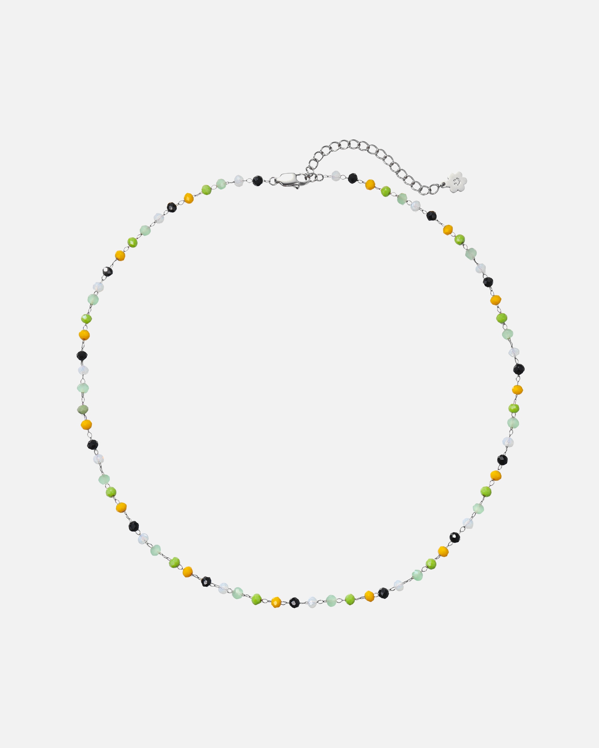 Halskette für Weiblich Hey Happiness Default Brand Line Bunte Perlenkette – Farbintensive Halskette – Edelstahl, wasserfest Silber