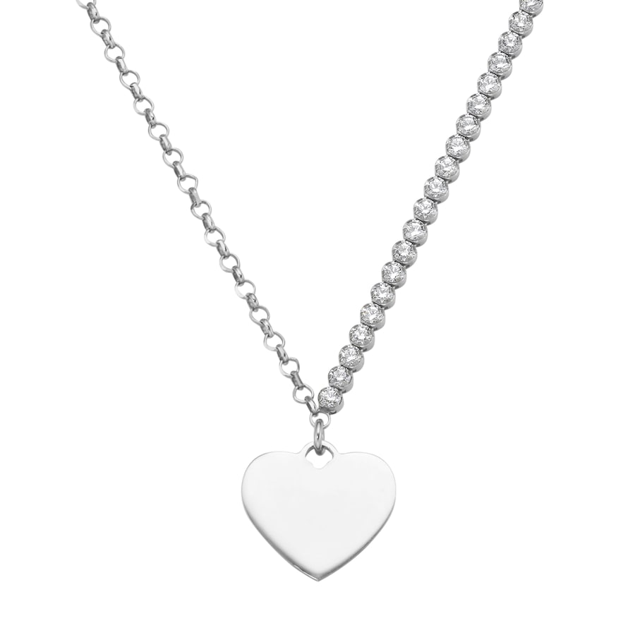 Smart Jewel Collier mit Zirkonia und Herzanhänger, Silber 925 45 cm