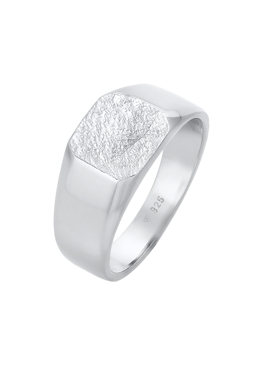 KUZZOI Basic Siegelring Herren Quadrat Matt 925 Silber 62