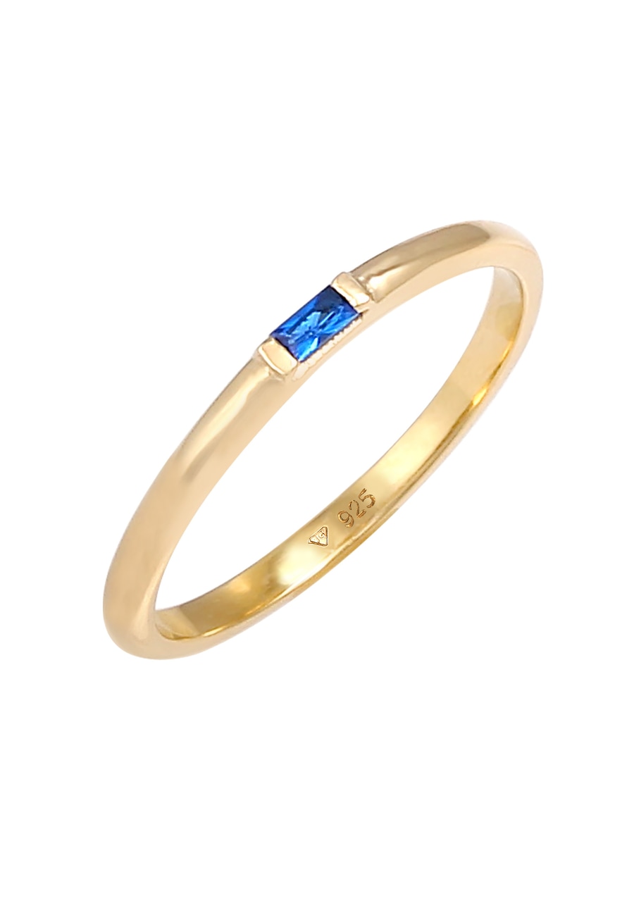 Elli PREMIUM Geo Rechteck Synthetischer Saphir 925 Silber 54 Damen