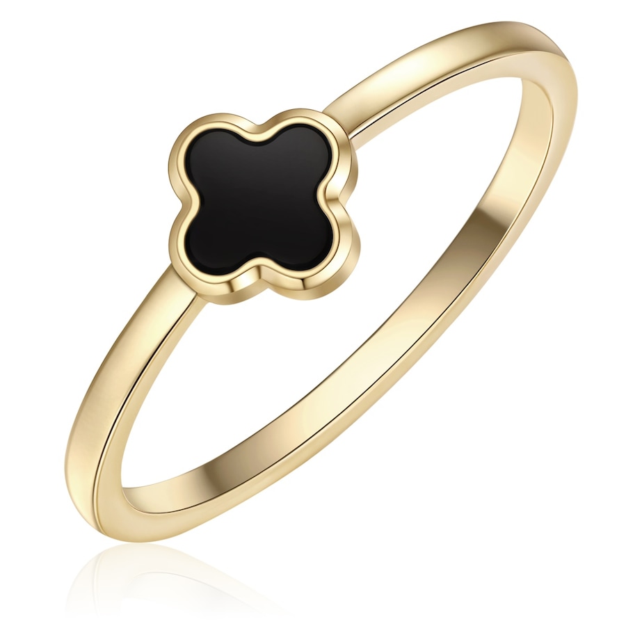 Glanzstücke München Ring Kleeblatt aus Edelstahl in gelbgold mit Achat 60 Damen