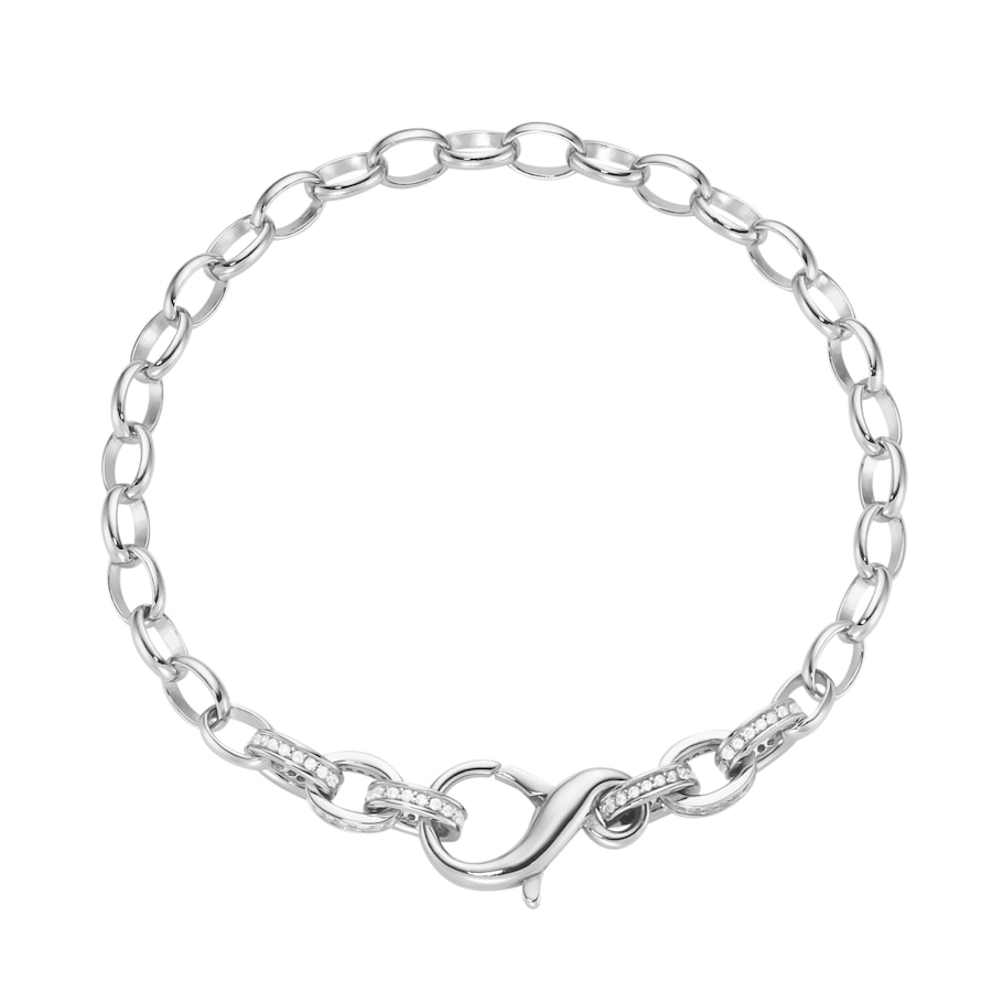 Giorgio Martello Milano Armband Ankerkette mit Zirkonia, Silber 925 Damen