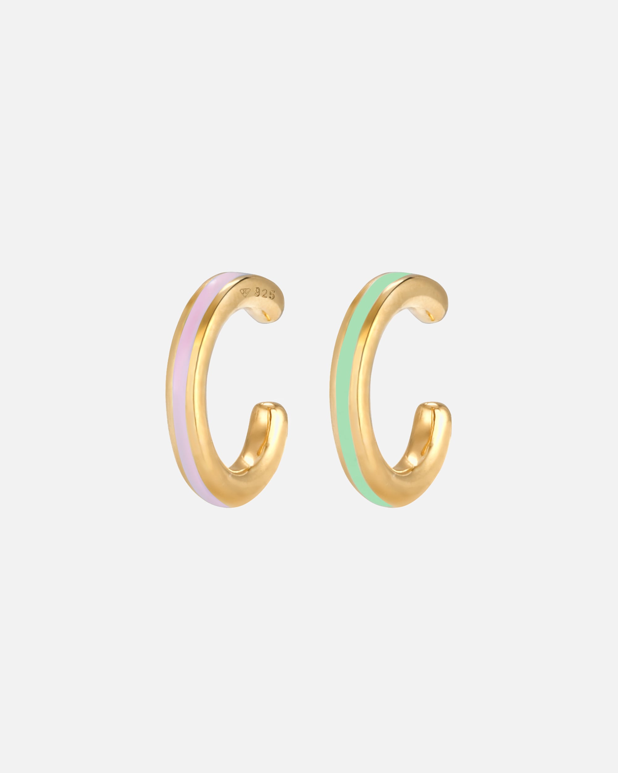 Ohrringe für Weiblich Elli Buntes Emaille Earcuff 2er Set 925 Silber goldfarben