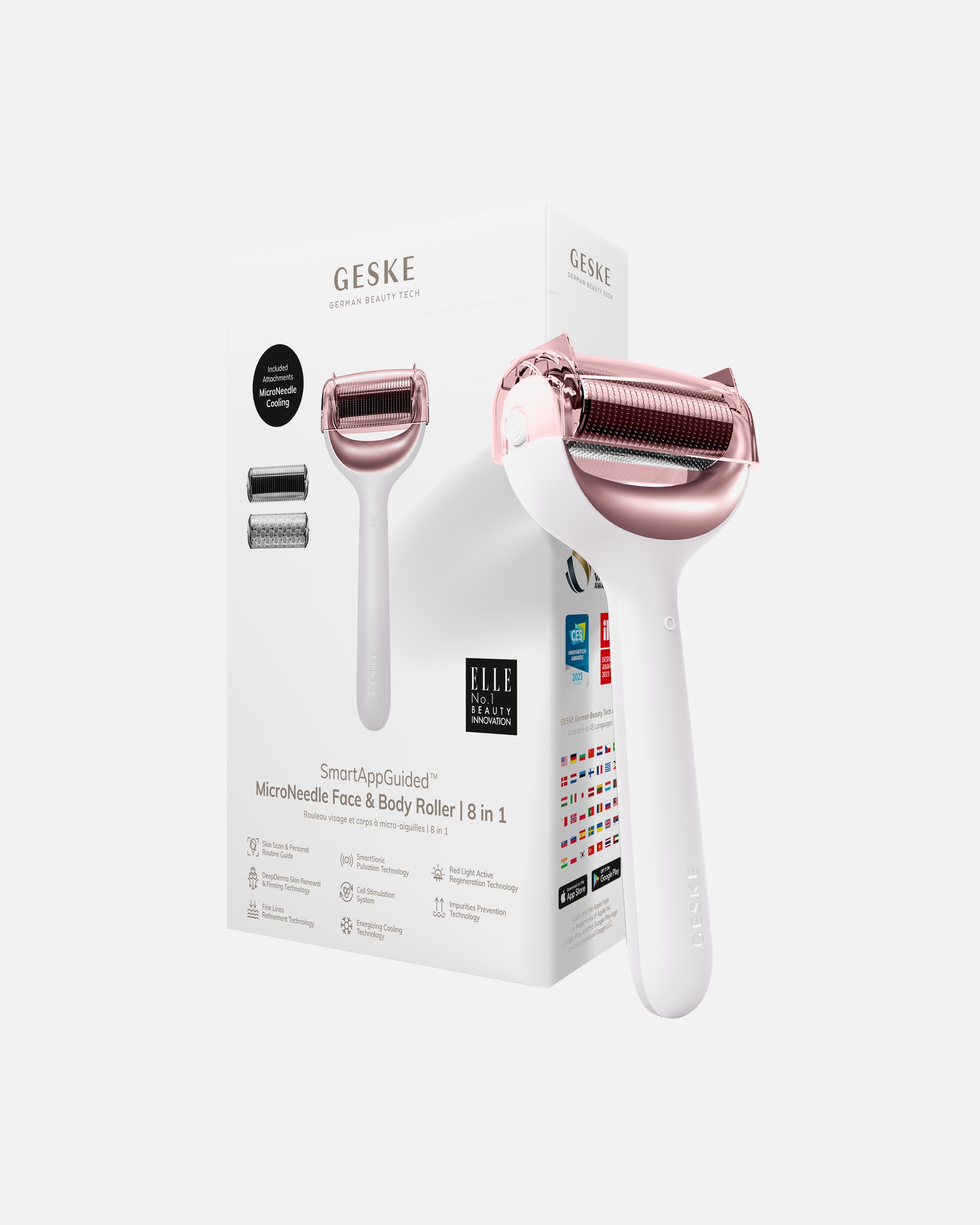 Dermaroller für Unisex Geske SmartAppGuided™ MicroNeedle Face & Body Roller | 8 in 1 Starlight