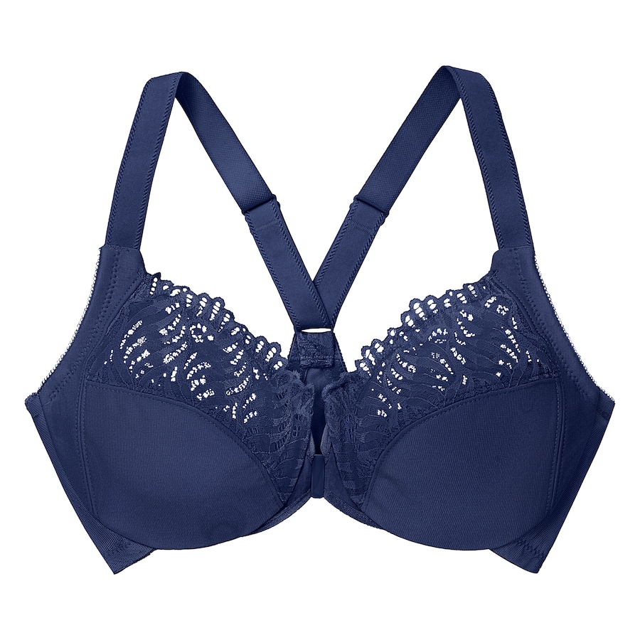 GLAMORISE WonderWire-Vorderverschluss-BH mit T-Rücken - Blau 85E Damen