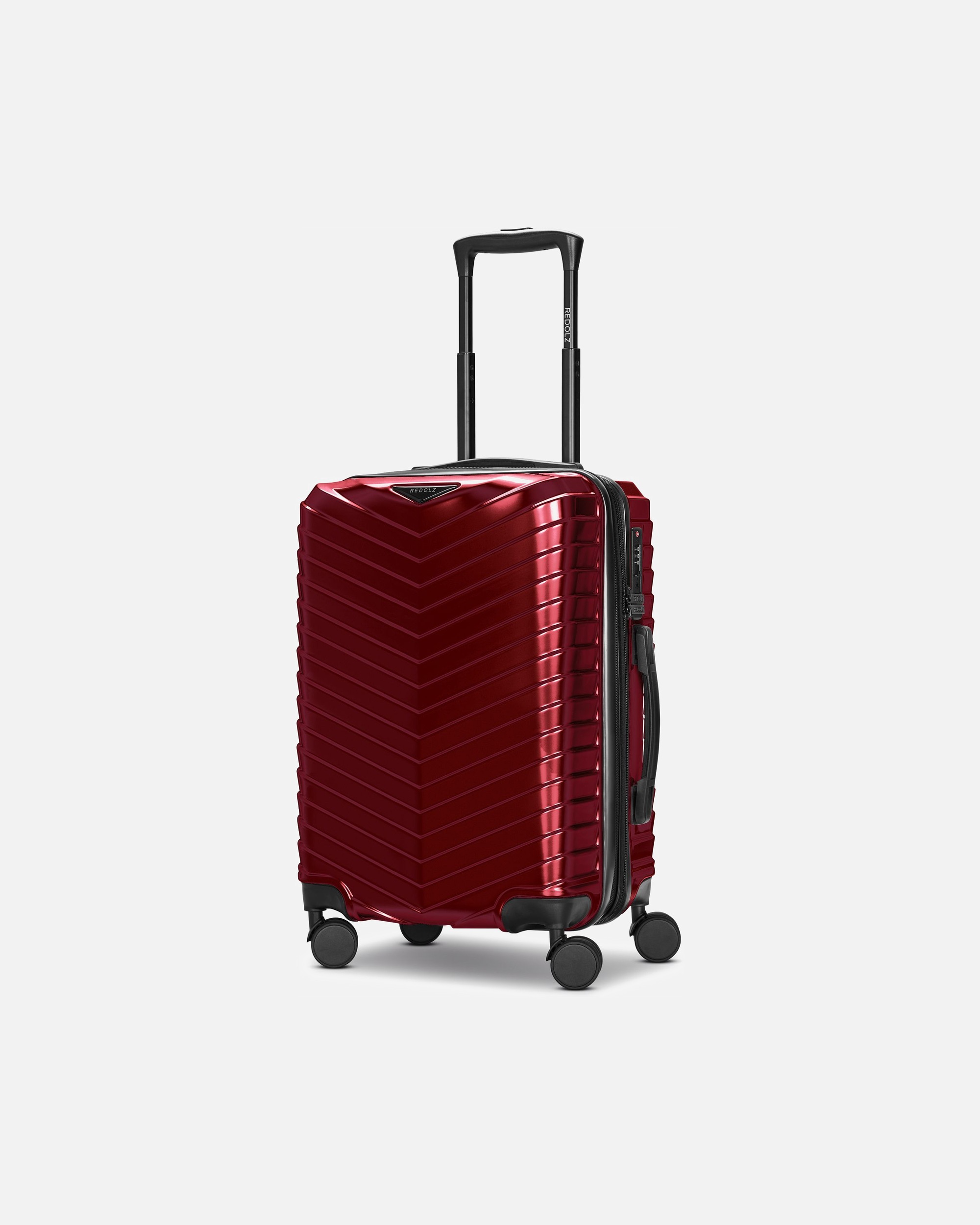 Handgepäckkoffer für Männlich Redolz Essentials 18 4 Rollen Kabinentrolley 55 cm mit Dehnfalte metallic-red shiny