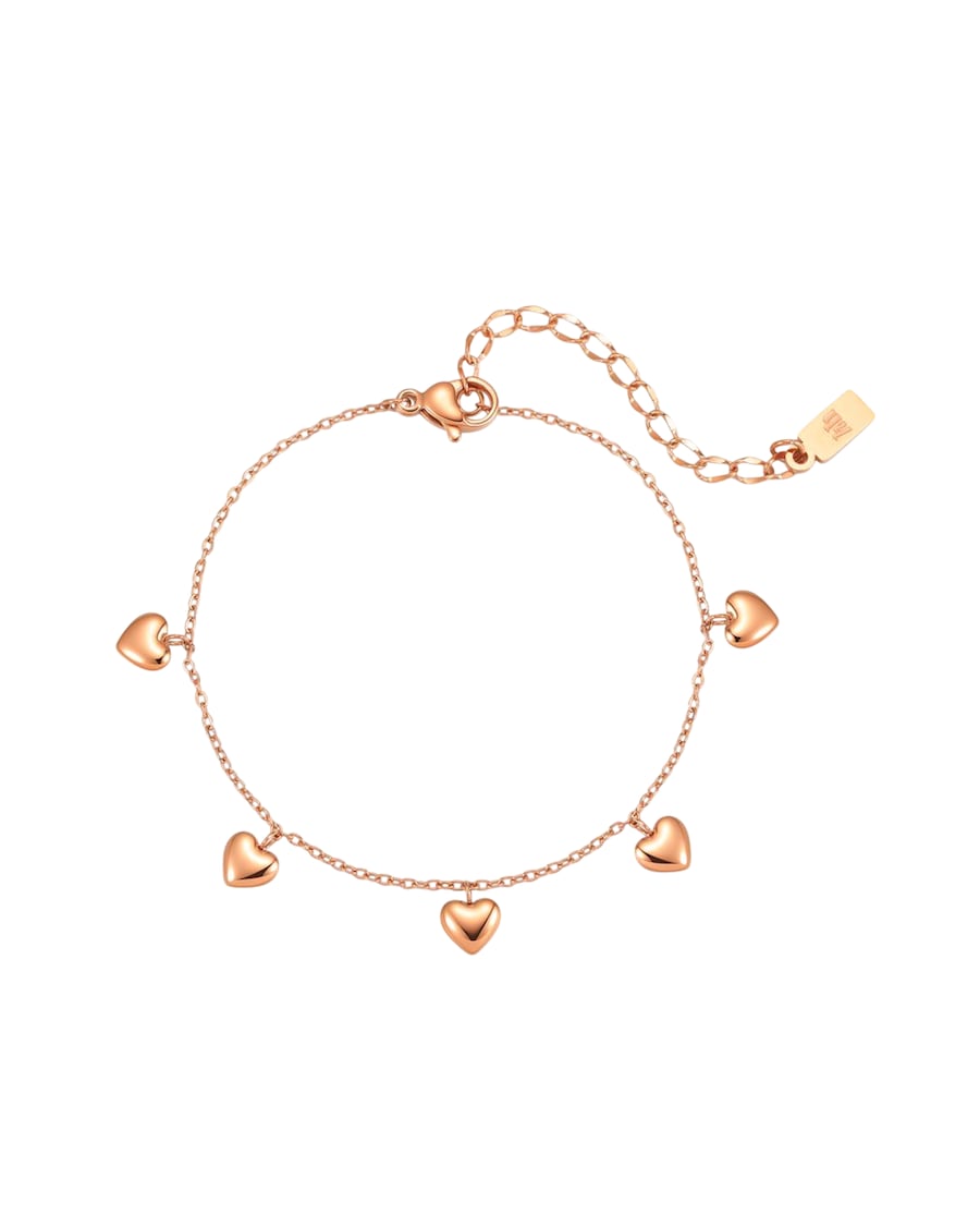 Hey Happiness Chunky Heart – Herz Armband Edelstahl, wasserfest Rosegold Nude Damen