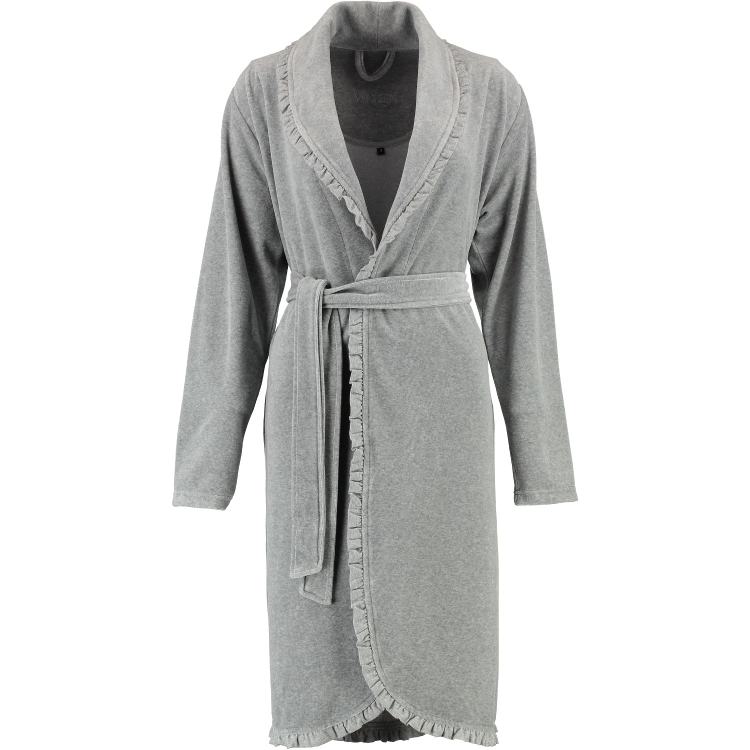 Vossen Produkte Vossen Bademantel Damen Kurzmantel mit Schalkragen Ariel grau melange - 738 bademantel damen kurz vossen