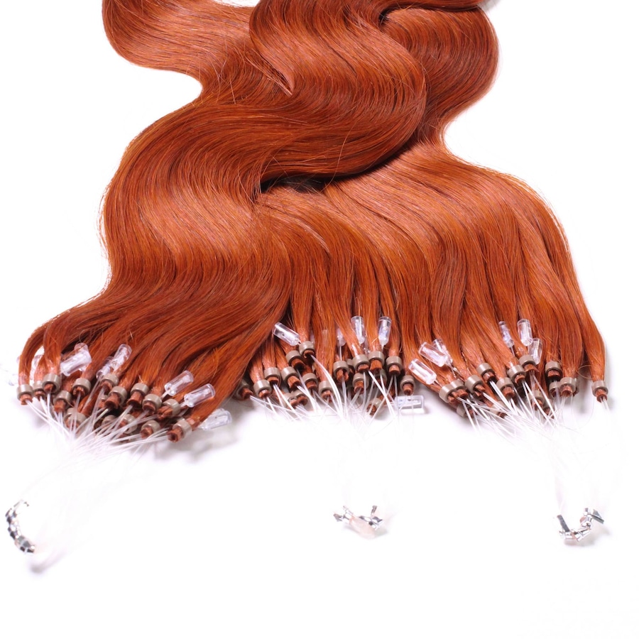 hair2heart Microring Extensions Echthaar #8/43 Hellblond Rot-Gold 0.5g 60cm Braun Damen