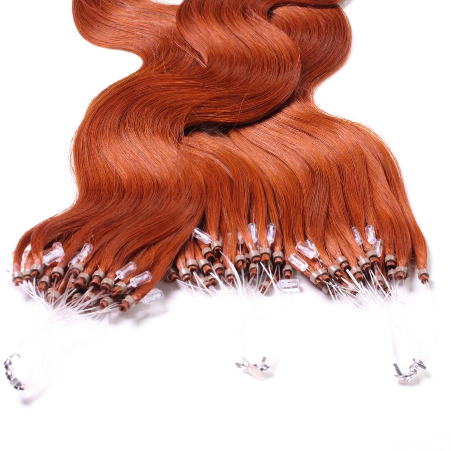 hair2heart Microring Extensions Echthaar #8/43 Hellblond Rot-Gold 0.5g 40cm Braun Damen