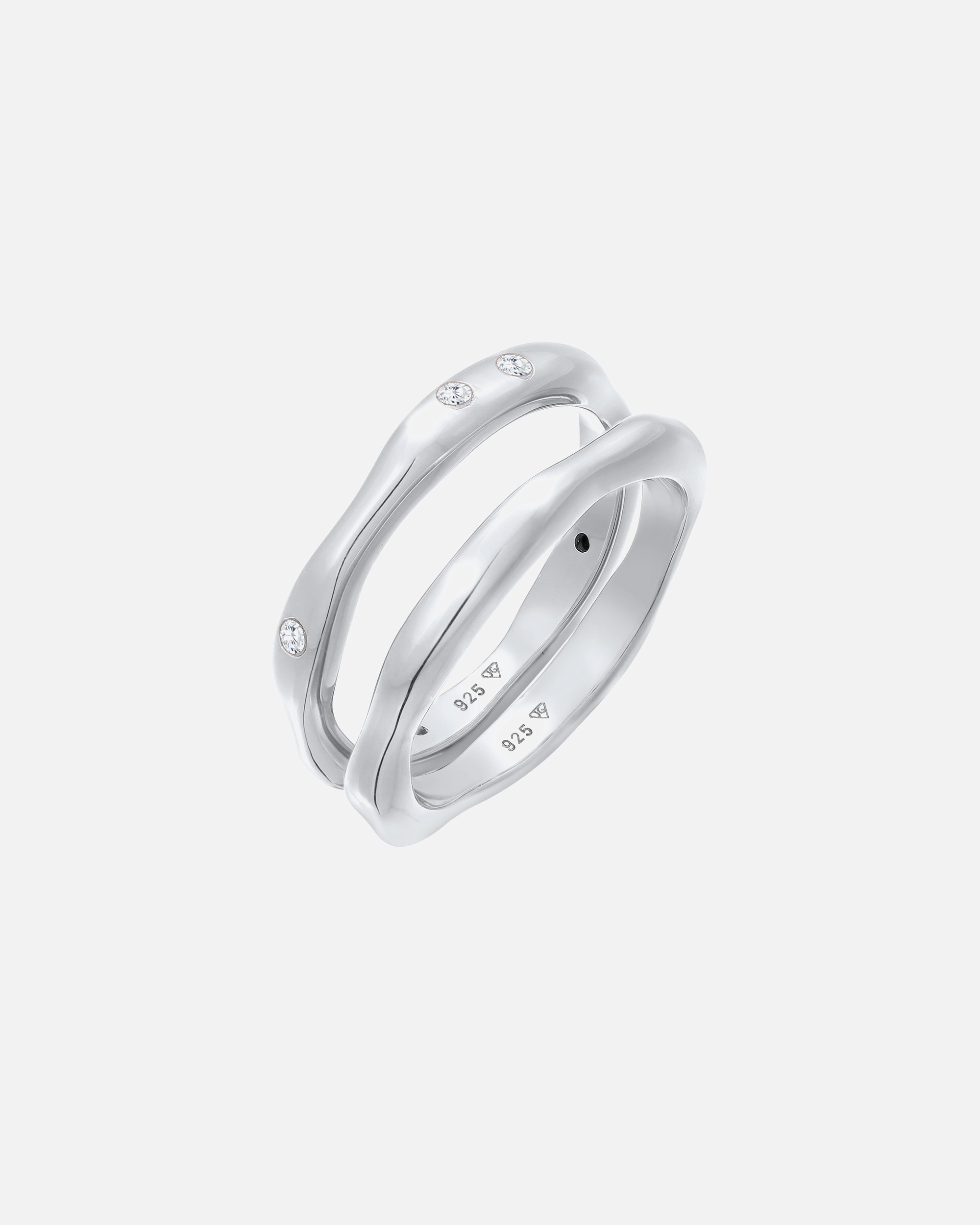 Ring für Weiblich Elli Zirkonia Stapelring Bandring Basic 2er Set 925 Ring 58