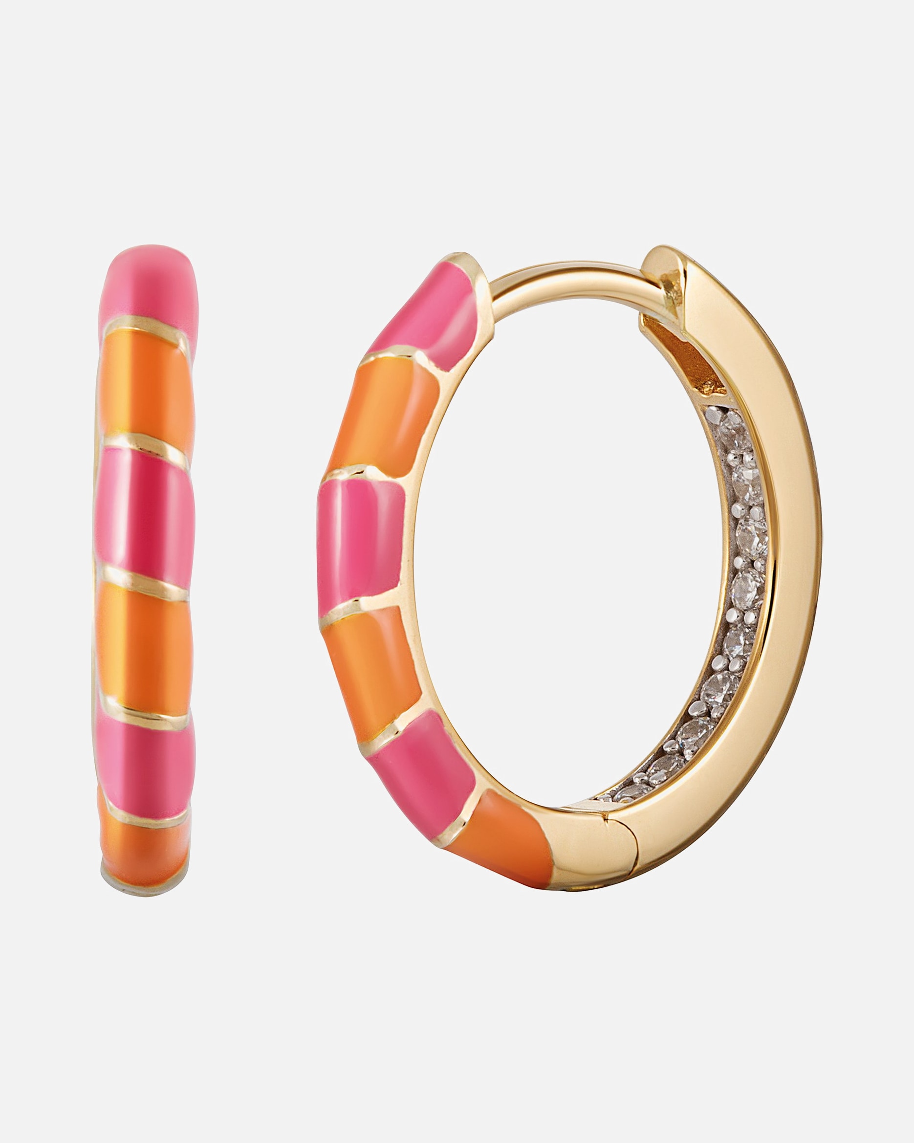 Ohrringe für Weiblich caï Creolen 925er Silber, Emaille gold