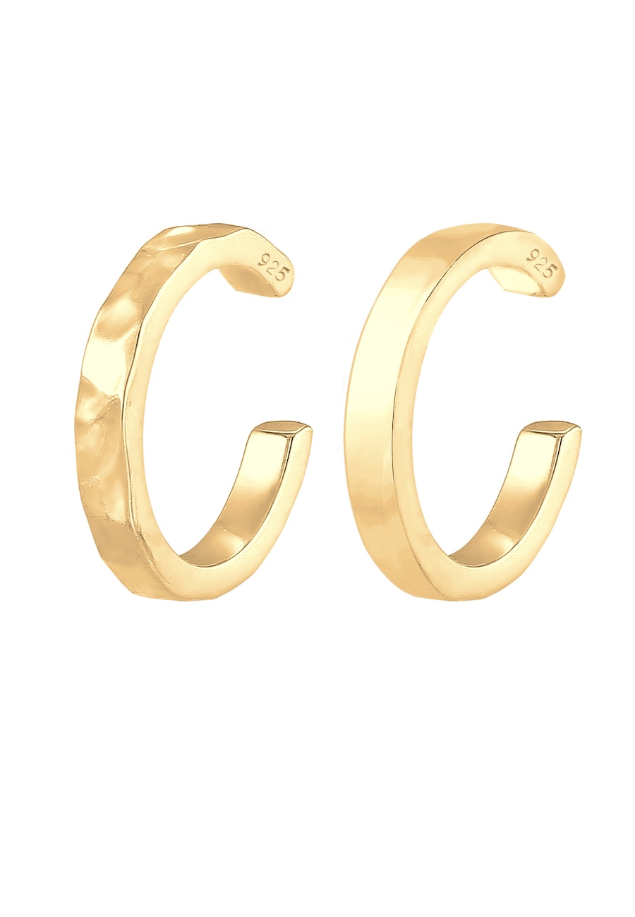 Elli Earcuff Klemme 2er Set Geo-Organic Look 925 Silber goldfarben Damen