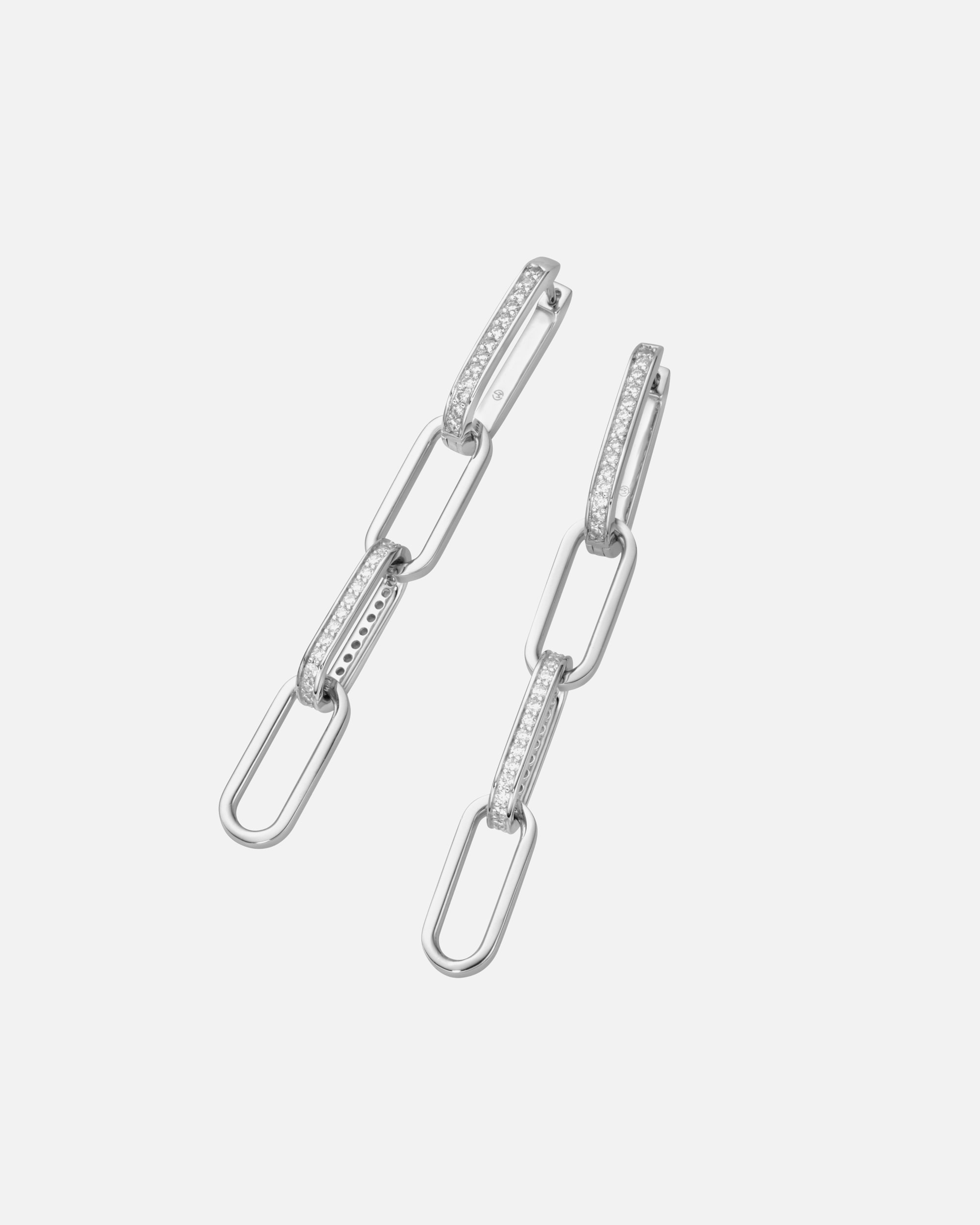 Ohrringe für Weiblich Giorgio Martello Milano Klappcreolen mit Behang, weiße Zirkonia, Silber 925 Silber