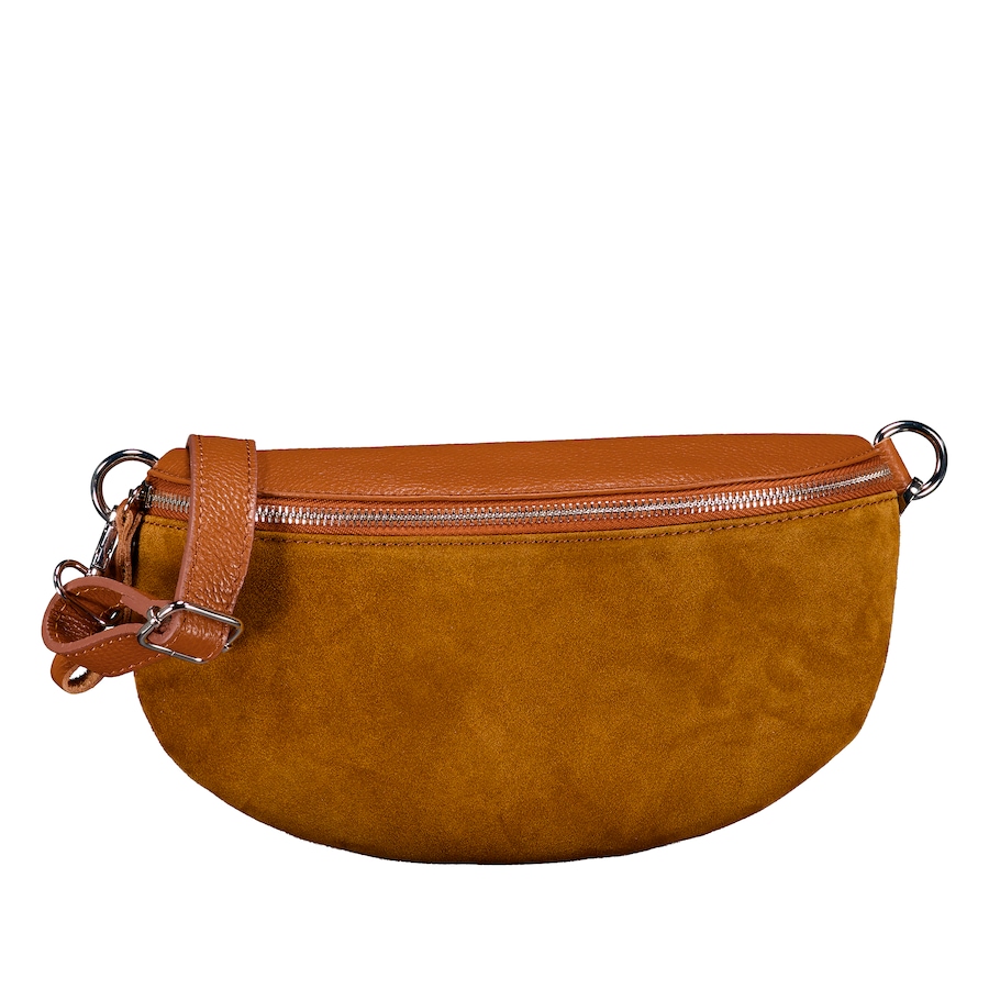 Hausfelder Manufaktur Gürteltasche Velours mit Silberfittings Hellbraun Damen