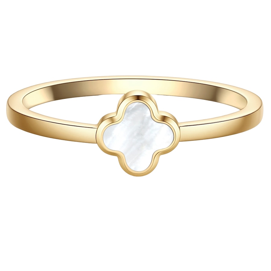 Glanzstücke München Ring Kleeblatt aus Edelstahl in gelbgold mit Perlmutt 50 Damen
