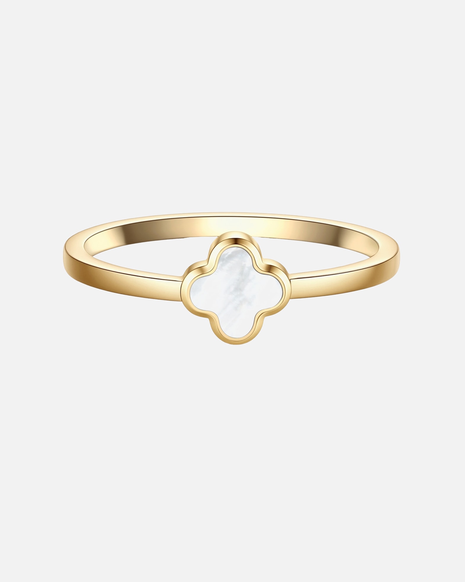 Ring für Weiblich Glanzstücke München Ring Kleeblatt aus Edelstahl in gelbgold mit Perlmutt 54