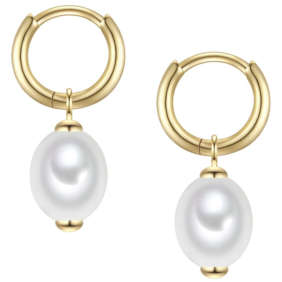 Rafaela Donata Creolen aus Sterling Silber in gelbgold mit Muschelkernperle 23,5 mm Damen