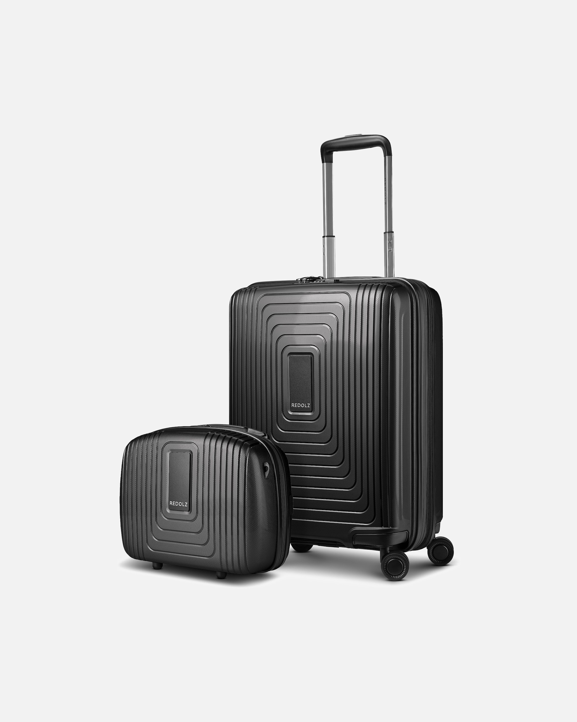 Koffer für Männlich Redolz Essentials 14 Kofferset 2 tlg. Kabinentrolley mit Dehnfalte & Beautycase black metallic