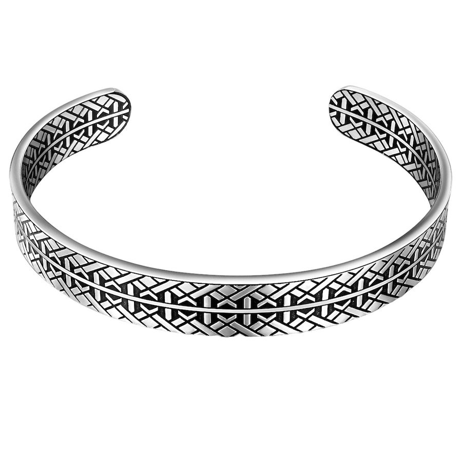 True Rebels Armband Edelstahl in Silber/Schwarz 18,0 - 21,0 cm, flexibel einstellbar Herren