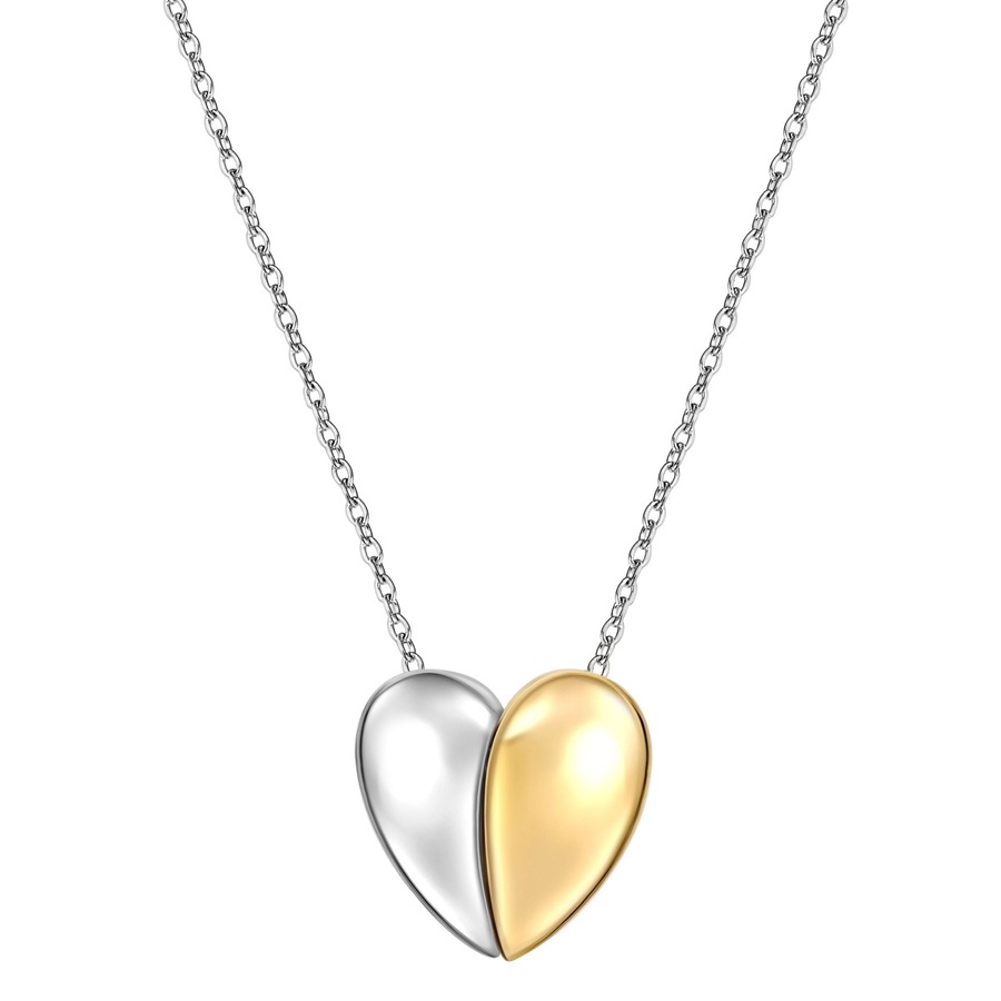 Yokoamii Halskette Herz aus Messing in silber/gelbgold 44,0 cm Basiskette + 5,0 Verlängerung Damen