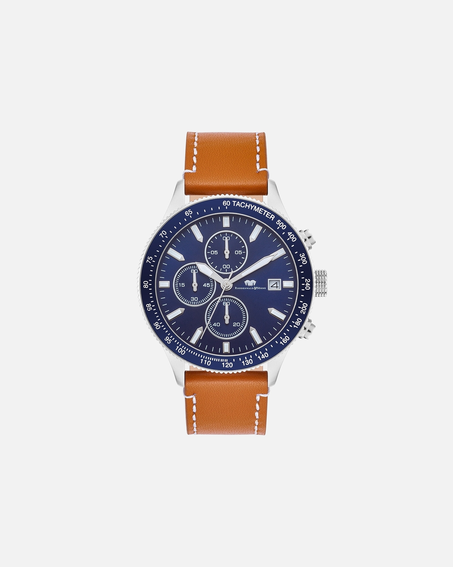 Uhr für Männlich Rhodenwald & Söhne Armband-Uhr Karthago II aus Echtleder in silber 43,0 mm