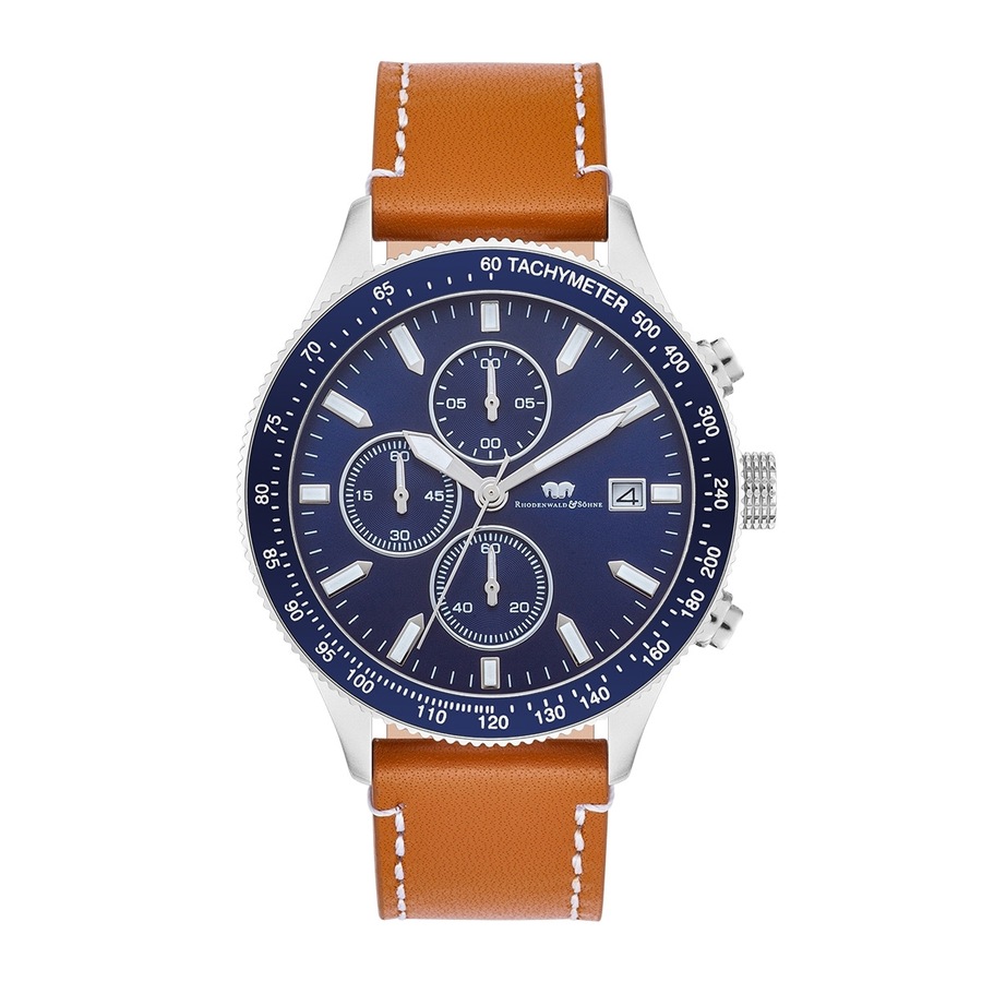 Rhodenwald & Söhne Armband-Uhr Karthago II aus Echtleder in silber 43,0 mm Herren