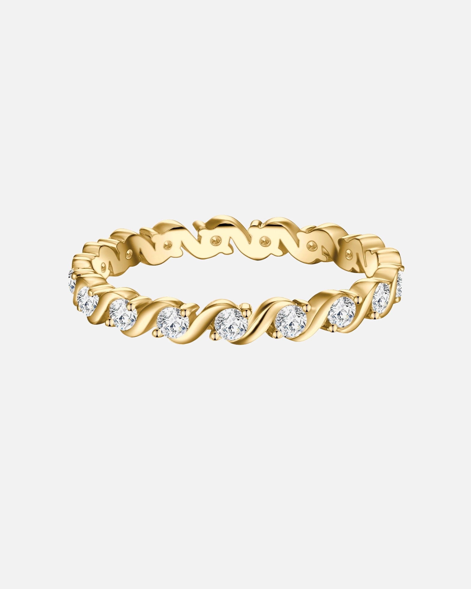 Ring für Weiblich Trilani Memoirering aus Sterling Silber in Gelbgold mit Zirkonia 52