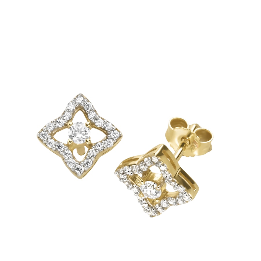 Luigi Merano Ohrstecker in Blütenform, mit Zirkonia, Gold 375 Onesize Hellbraun
