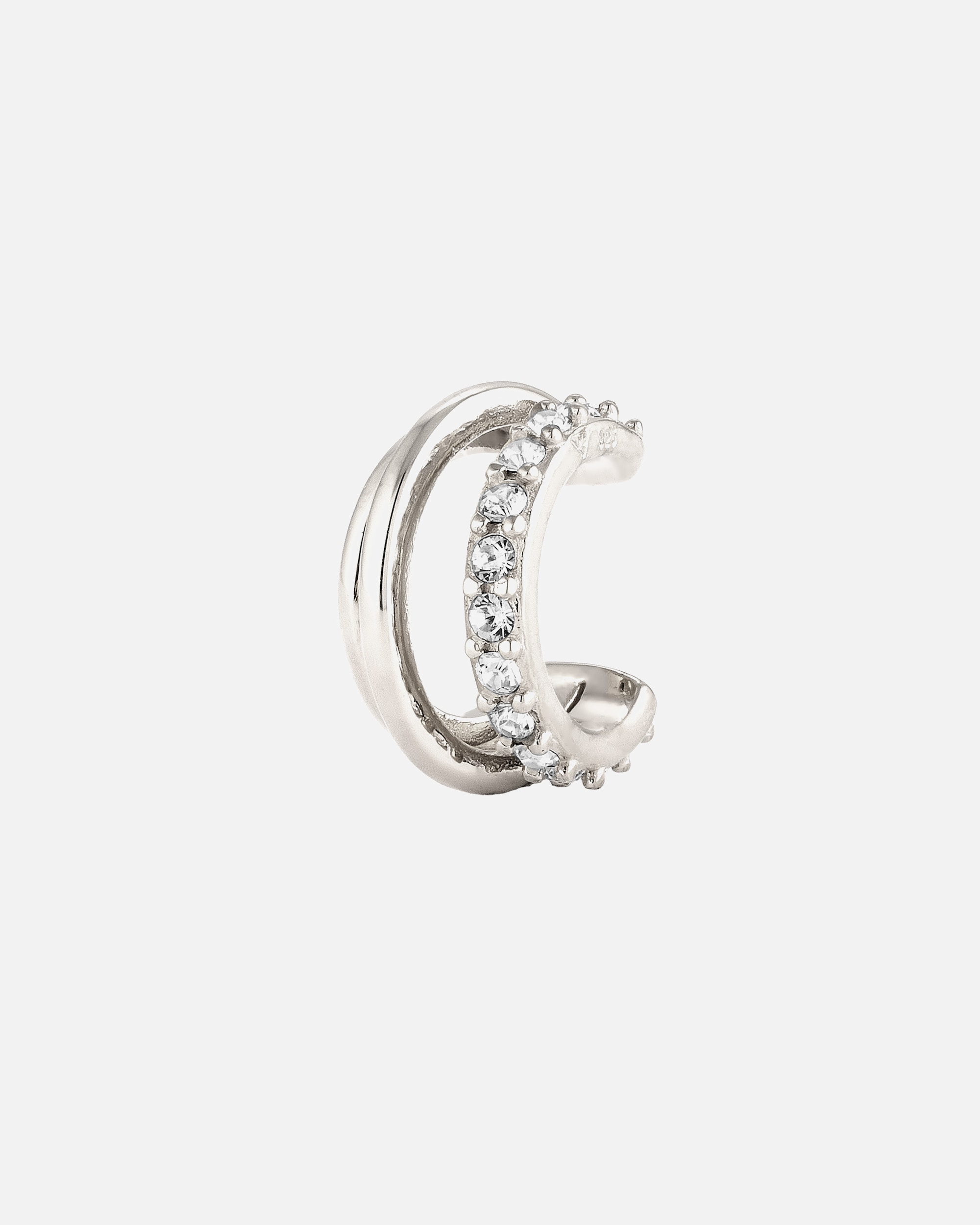 Ohrringe für Weiblich Elli Earcuff Single Weiß 925 Sterling Silber, mit Kristallen von Swarovski® silberfarben