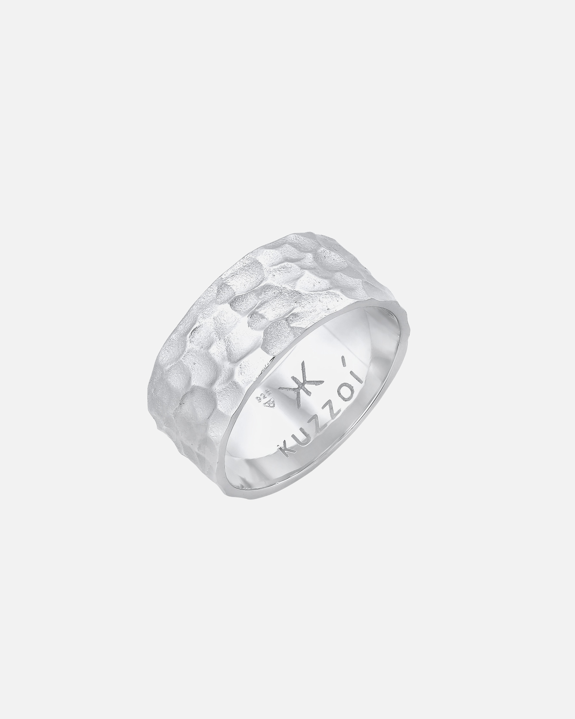 Ring für Männlich KUZZOI Herren Bandring Gehämmert Oxidiert 925 Silber 62