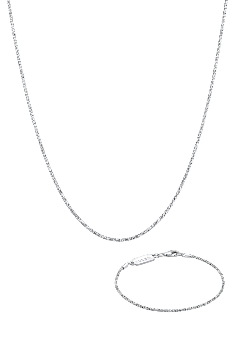 KUZZOI Kette Armband Kordel Basic 925 Silber silberfarben Herren