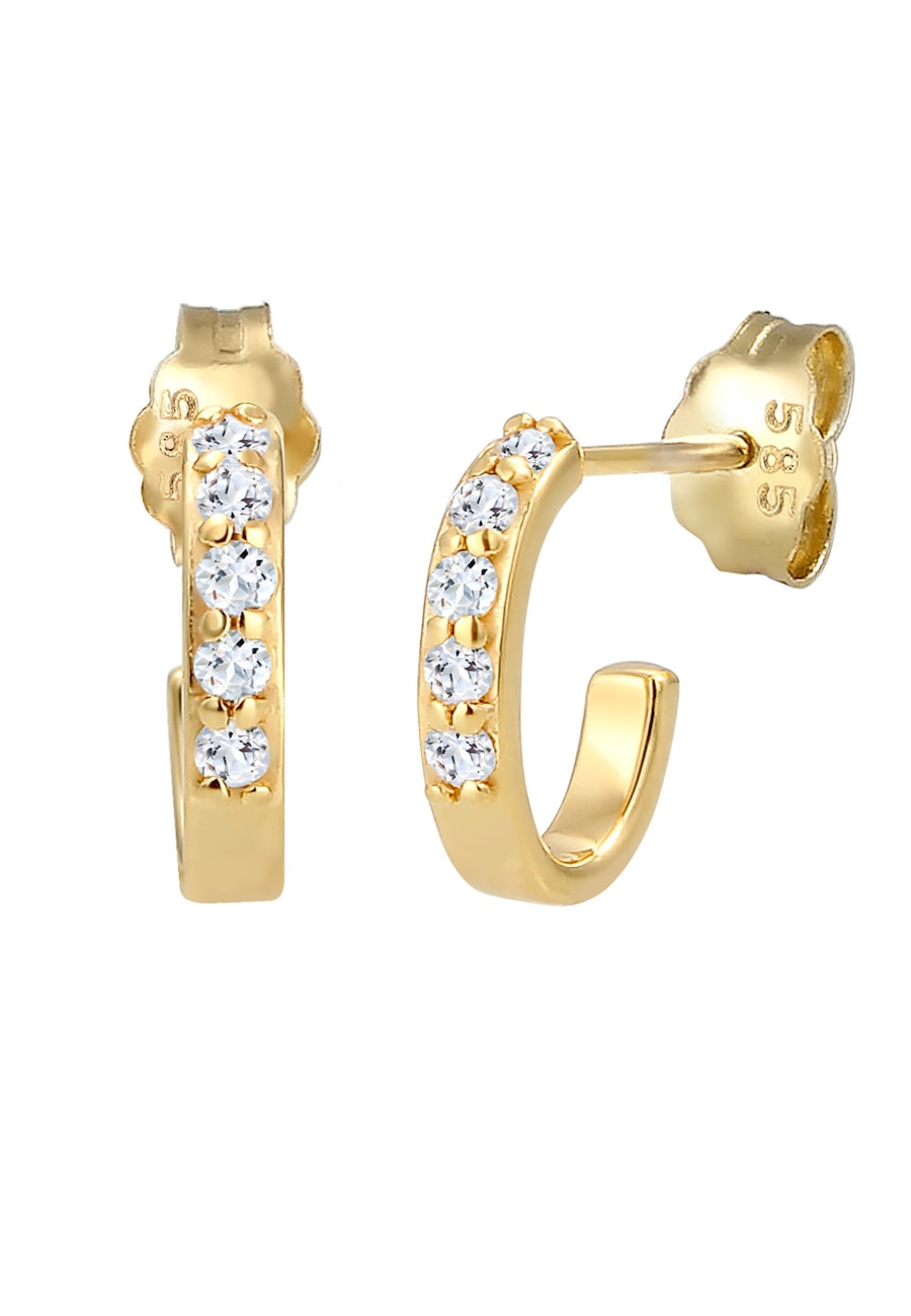 Elli PREMIUM Creole Geo Topas Edelstein Klassisch 585 Gelbgold OneSize Damen