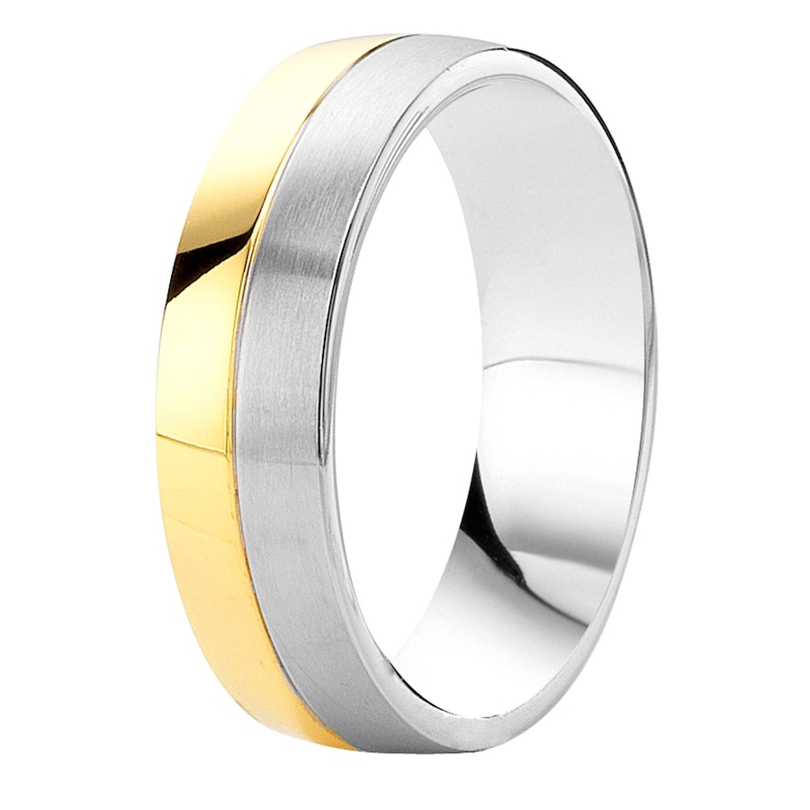Lucardi Ringe 'Praag' Stahl - silbern-goldfarbig 58mm Herren