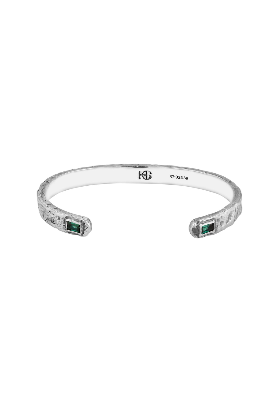 Haze & Glory Armreif Synthetischer Smaragd Grün 925 Sterling Silber 18 Herren