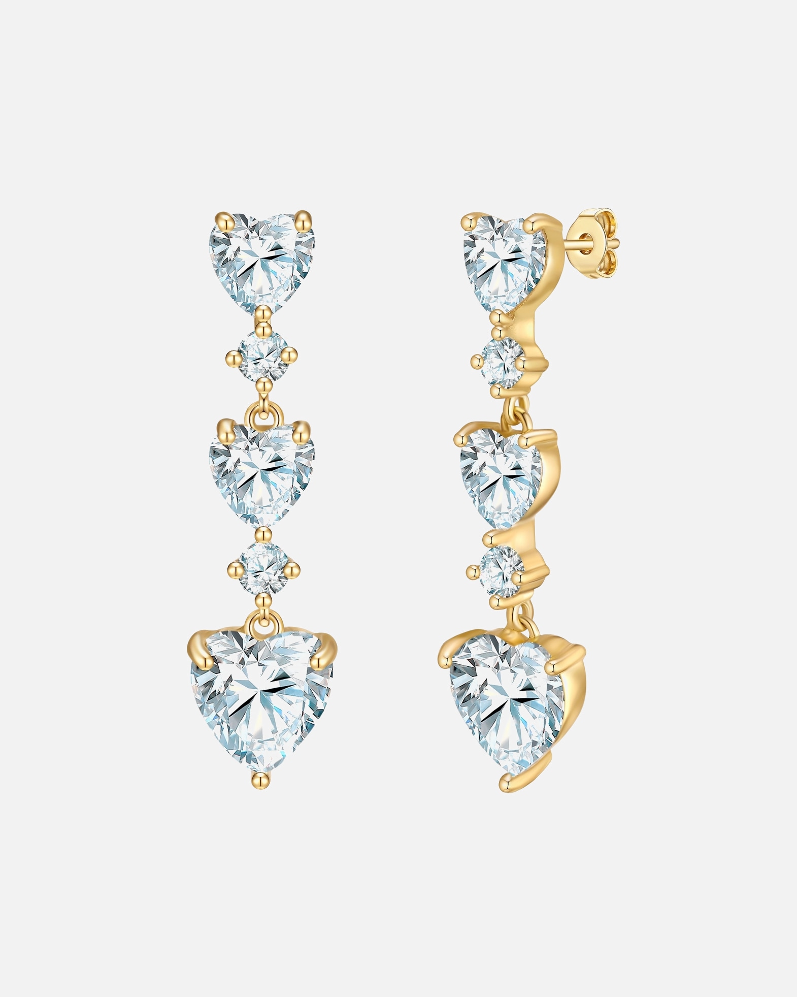 Ohrringe für Weiblich Yokoamii Ohrhänger Herz aus Messing in gelbgold mit Zirkonia 28,8 mm