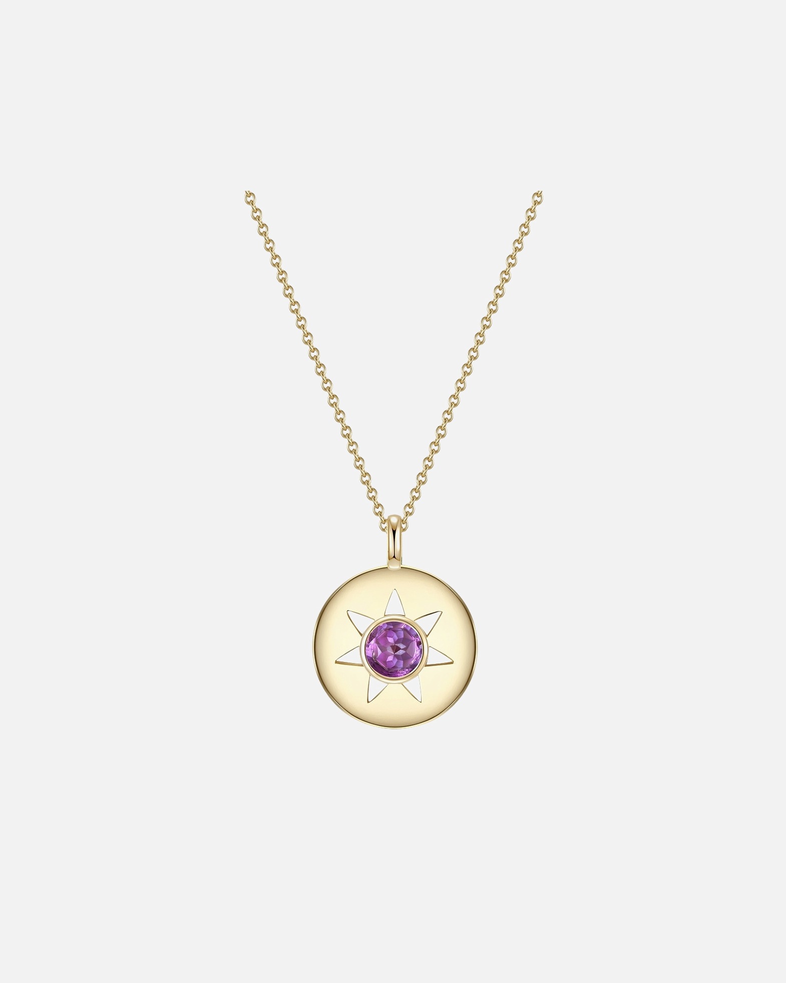 Halskette für Weiblich Glanzstücke München Halskette Sonne Sterling Silber Amethyst in Gelbgold 40,0 cm Basiskette + 5,0 cm Verlängerung